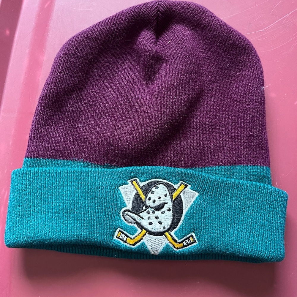 Vintage Anaheim Mighty Ducks Logo 7 90’s Beanie Hat NHL Hockey